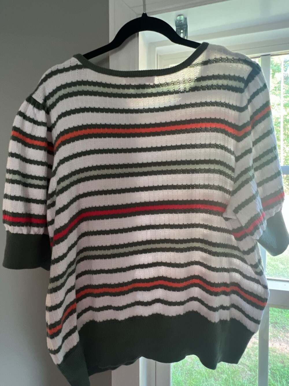 Liz Claiborne Women's Striped Short Sleeve Ribbed Knit Sweater - Picture 3 of 3